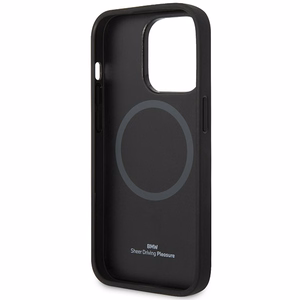 Viedtālruņa apvalks BMW BMHMP14L22RPSK iPhone 14 Pro 6.1" melns/melns ādas sēdekļu raksts MagSafe