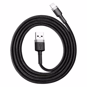 Baseus Cafule USB-A uz Lightning kabelis, 2.4A, 1.0 m, pelēki melns, CALKLF-BG1