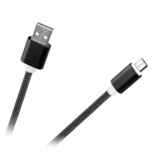 M-Life USB – micro USB neilona kabelis, melns, 1 m