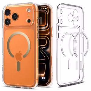 Spigen Ultra Hybrid Mag Чехол совместимый с MagSafe для iPhone 17 Pro прозрачный золотой