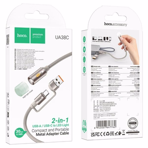 Cable USB A / USB C to LED light Hoco 0,3 m UA38C gold