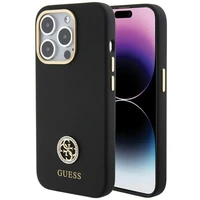 Guess silikona Logo Strass 4G viedtālruņa apvalks iPhone 15 Pro Max - melns