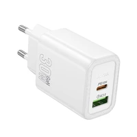 Lādētājs viedtālrunim Hoco USB A + USB C QC3.0 PD 3A 30W N63 balts