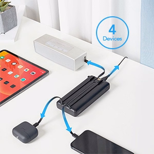 VEGER Portatīvais lādētājs 20000 mAh ar iebūvētu kabeli Micro USB / Type C / Lightning C20 (W2047 / W2059) melns