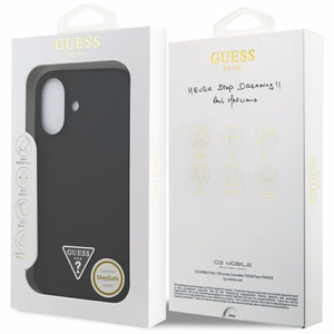 Guess Silikona Trīsstūra Logotips Magnētiskais viedtālruņa apvalks iPhone 17 - melns