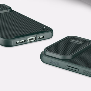 Nillkin Textured S vāciņš iPhone 14 Pro Max bruņu apvalks ar kameras vāciņu tumši zaļš