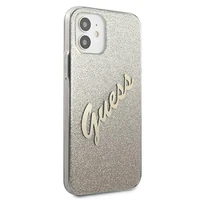 Guess GUHCP12SPCUGLSGO iPhone 12 mini 5.4" zelta/zelta cietais apvalks Glitter Gradient Script