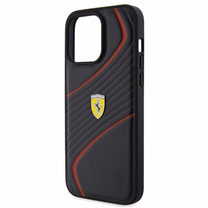 Ferrari Twist Metal Logo maciņš iPhone 15 Pro Max melns