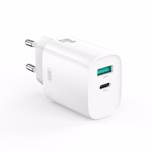 XO wall charger CE30 PD 30W 1x USB-C 1x USB white + cable USB-C - Lightning