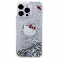 Hello Kitty šķidrā spīduma piekariņi Kitty Head viedtālruņa apvalks iPhone 15 Pro Max - sudraba