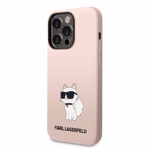 Karl Lagerfeld Silicone Choupette viedtālruņa apvalks iPhone 14 Pro Max - rozā