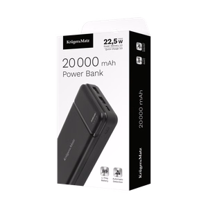 Kruger&Matz 20 000 mAh Li-pol ārējais akumulators ar QC un PD