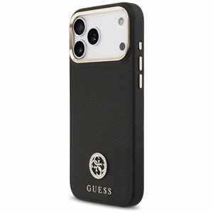 Guess Graudains Strass Logotips Magnētiskais viedtālruņa apvalks iPhone 17 Pro Max - melns