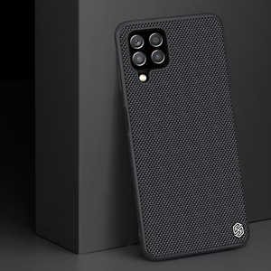 Nillkin Textured Case izturīgs pastiprināts viedtālruņa apvalks ar gēla rāmi un neilona aizmuguri Samsung Galaxy A22 4G melns