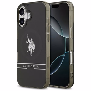 US Polo DH un apakšējās joslas logotips Magnētiskais apvalks iPhone 17 - melns