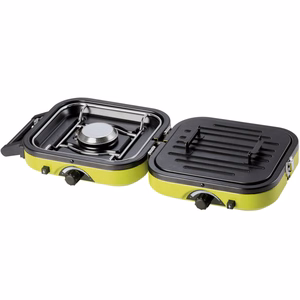 Meva DUAL COMPACT + GRILL tūrisma gāzes plīts gāzes kasetnēm, salokāms 2 degļu modelis ar grila plāksni