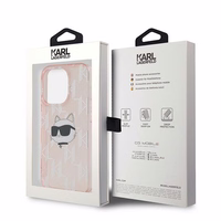 Karl Lagerfeld IML Choupette galvas un monogrammas apvalks iPhone 14 Pro Max - rozā