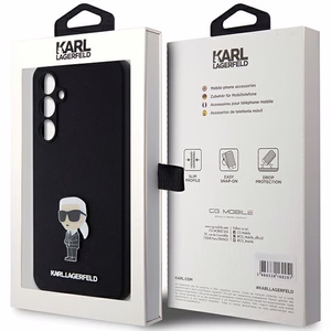 Karl Lagerfeld silikona Ikonik Metal Pin viedtālruņa apvalks Samsung Galaxy S23 FE - melns