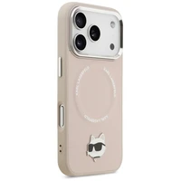 Karl Lagerfeld Choupette Pin Magnētiskais viedtālruņa apvalks iPhone 17 Pro - rozā