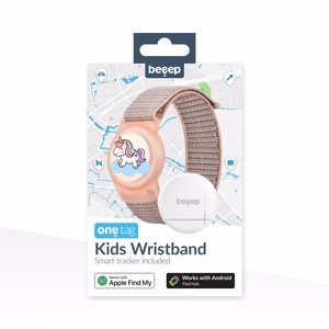 Beeep OneTag meklēšanas ierīce ar bērnu aproci un Velcro aizdari, Unicorn, Apple Find My / Android