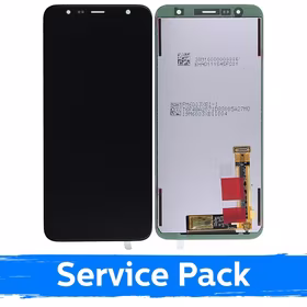 LCD Displejs Saderīgs ar Samsung J610 J6+ / J415 J4+ Melns (Service Pack)