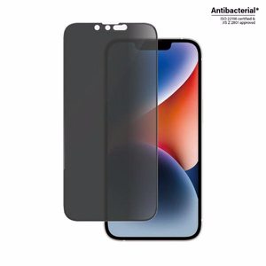 PanzerGlass Ultra-Wide Fit rūdītais stikls antibakteriālais privātuma iPhone 14/13 Pro/13