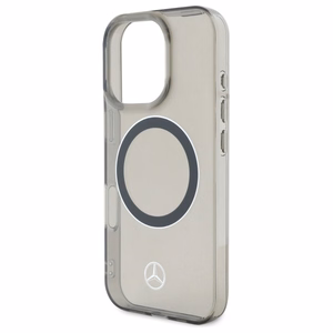 Mercedes sudraba gredzena Magnētiskais viedtālruņa iPhone 16 Pro apvalks - melns