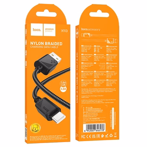 Kabelis USB A uz USB C Hoco 3A 1 m X113 melns