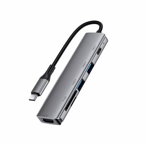 Acefast J18 USB sadalītājs USB-C 6-in-1 HDMI 4K 60Hz PD90W dokstacija - pelēks