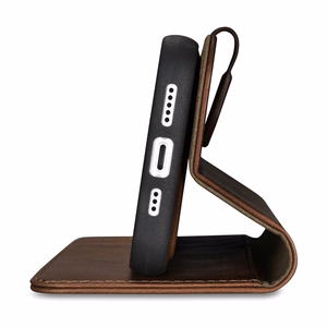 iCarer Eļļas Vaska Maki Apvalks 2in1 Vāks iPhone 14 Plus Anti-RFID Ādas Atverams Apvalks Brūns (WMI14220723-BN)