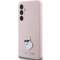 Karl Lagerfeld silikona Choupette Metal Pin viedtālruņa apvalks Samsung Galaxy S23 FE - rozā