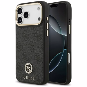 Guess чехол для iPhone 17 Pro Max совместимый с MagSafe GUHMP17XP4GRMDEK (PU W/ 4G Strass Logo) чёрный