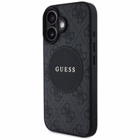 Guess 4G Circle Classic Logo Magnētiskais viedtālruņa apvalks iPhone 16 - melns