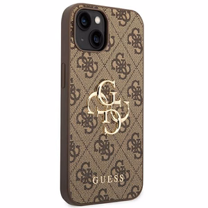 Guess 4G Big Metal Logo viedtālruņa apvalks iPhone 14 - brūns