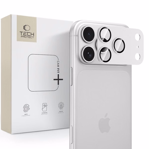 Tech-Protect Camfull Fit+ rūdīta stikla kameras aizsargs modelim iPhone 18 Pro Max – sudraba krāsā