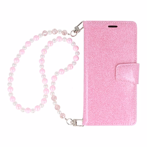 Glitter Magsafe grāmatas stila apvalks Samsung Galaxy S23 Plus rozā