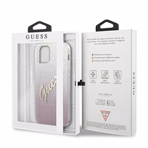 Guess GUHCP12SPCUGLSPI iPhone 12 mini 5.4" rozā/rozā cietais apvalks Glitter Gradient Script