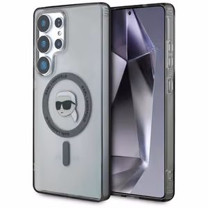 Viedtālruņa apvalks Karl Lagerfeld Button Karl Head Printed Logo Magnētiskais Samsung Galaxy S25 Ultra melns