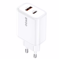 BWOO CDA207 PD 36W wall lādētājs 1x USB-A + USB-C port balts