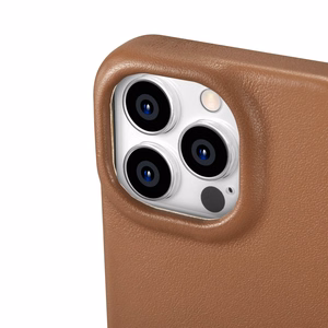 iCarer CE Premium ādas folio vāciņš iPhone 14 Pro ar MagSafe magnētisku flip vāciņu - sarkanā krāsā