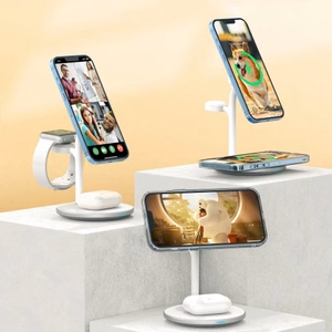 Bezvadu lādētājs Choetech "T585-F 3in1" balts 15W (priekš iPhone / Apple Watch / Airpods)