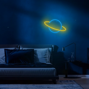 Neon LED Light SATURN dzeltens zils Bat + USB FLNE11 Forever Light