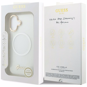 Guess IML Gradient Script Metal MagSafe Maciņš for iPhone 17 - balts