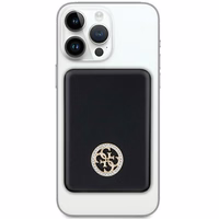 Guess Magnētiskā 4G Strassed Metāla Logotips indukcijas portatīvais lādētājs 15W 5000mAh - melna