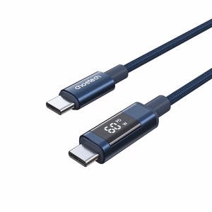 Choetech XCC-1068 PD 60W USB-C - USB-C kabelis ar displeju 1.2 m - zils