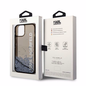 Karl Lagerfeld KLHCP14SLCKVK iPhone 14 6.1 "melns / melns cietais viedtālruņa apvalks šķidrais mirdzums Elong