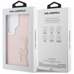 Karl Lagerfeld maciņš Grained Signature Metal Resin Logo Samsung Galaxy S26 Ultra rozā