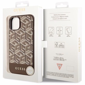 Guess GUHMP14MHGCFSEW iPhone 14 Plus 6.7" brūns/brūns cietais apvalks GCube Stripes MagSafe