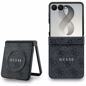Melns Guess 4G Classic MagSafe vāciņš Samsung Galaxy Z Flip8 tālrunim