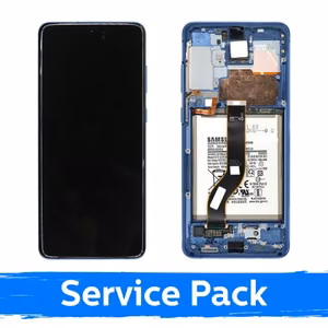 Ar Samsung G985 S20 Plus saderīgs LCD displejs ar rāmi / Aura zils / (servisa komplekts) +AR AKUMULATORU